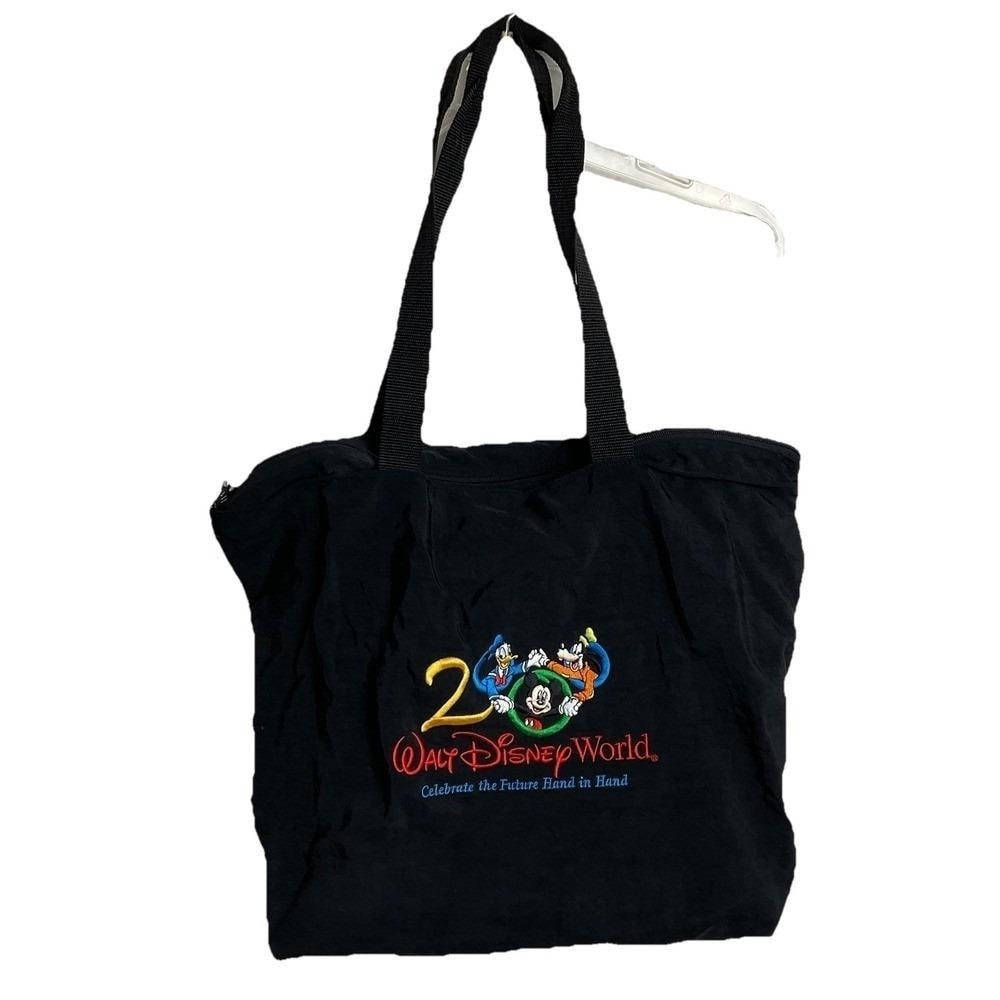 Tote Bag DISNEY Vintage Millennium 2000 Black Nylon Tote Mickey Mouse Purse